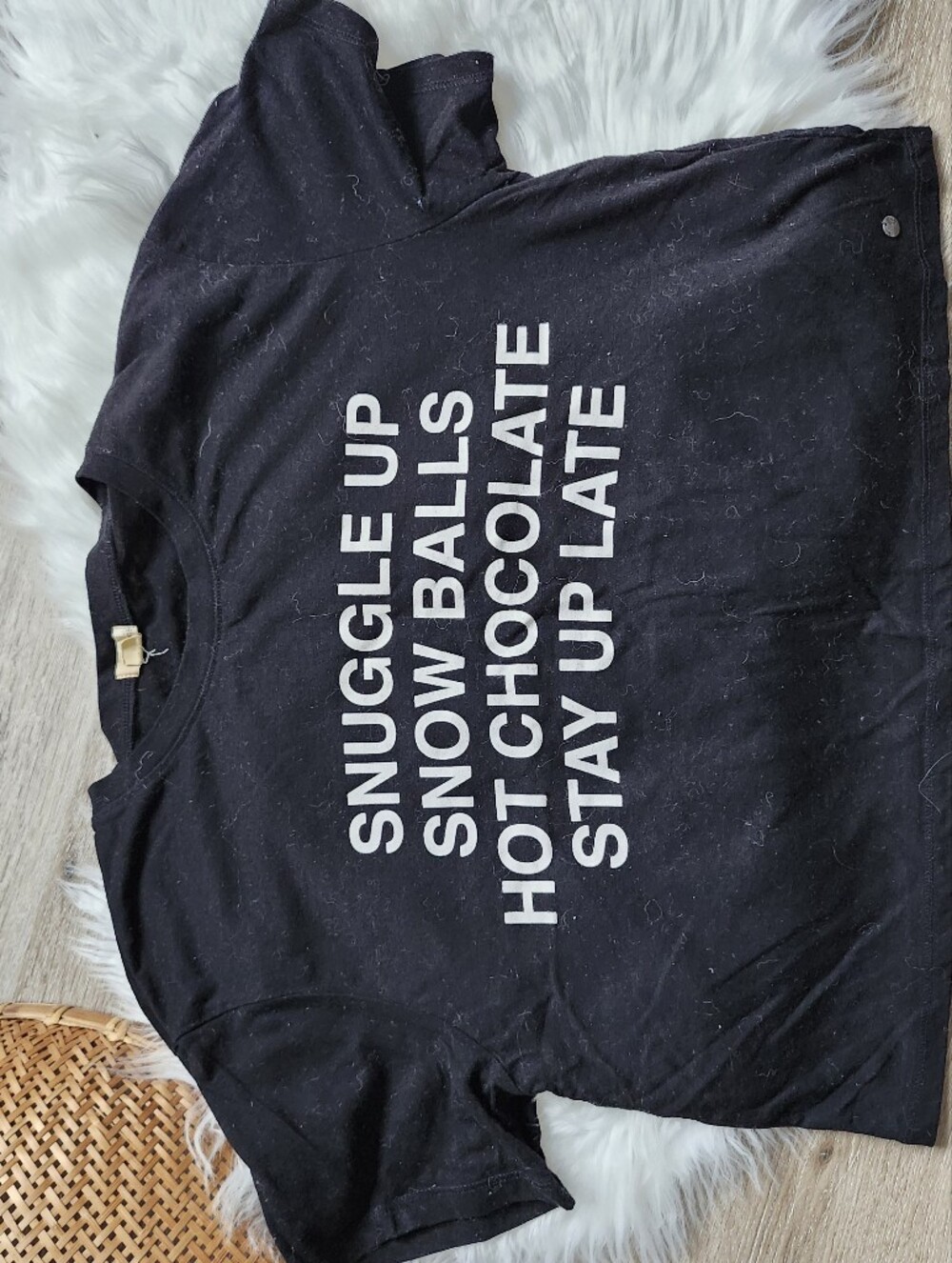 Black Graphic Tee with Winter Text